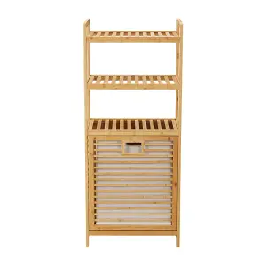 4-Tier Freestanding Bamboo Laundry Hamper Removable Basket Bag