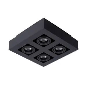 Lucide Xirax Modern Ceiling Spotlight - LED Dim to warm - GU10 - 4x5W 2200K/3000K - Black