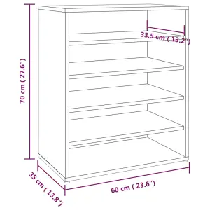 Berkfield Shoe Cabinet Grey Sonoma 60x35x70 cm Engineered Wood