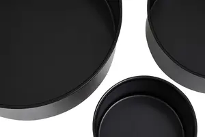 Interiors by Premier Set of Three Round Cake Tins, Nonstick Coating Baking Tins, Black Cake Pans, Cake Tins for Everyday Use