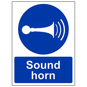 Sound Horn Warning Mandatory Sign - Rigid Plastic - 200x300mm (x3)