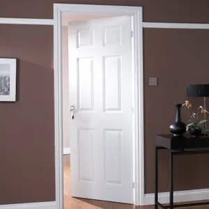 Painted 6 panel Unglazed Contemporary White Woodgrain effect Internal Door, (H)1981mm (W)762mm (T)35mm