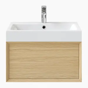 GoodHome Avela Matt Oak effect Wall-mounted Vanity unit & basin set (W)600mm (H)794mm