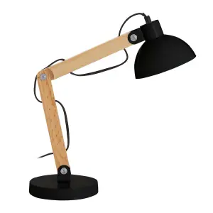 Interiors By Premier Contemporary Black Wood Table Lamp, Versatile Bedside Table Lamp, Modern Rustic Livingroom Table Lamp