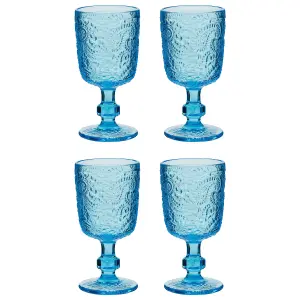 Set of 4 Luxury Bright Blue Drinking Wine Glass Wine Goblets 300ml