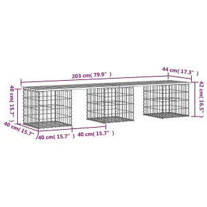 Berkfield Garden Bench Gabion Design 203x44x42 cm Impregnated Wood Pine