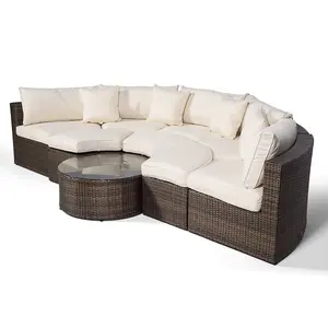 Monaco Luxury Large Rattan Garden Sofa Set - Brown