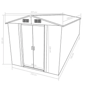 vidaXL Garden Shed 257x580x181 cm Metal Grey