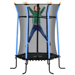 HOMCOM 5.4FT Kids Trampoline with Enclosure Indoor Outdoor Blue