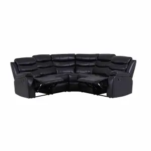 Milano Corner Recliner Sofa Black Leather