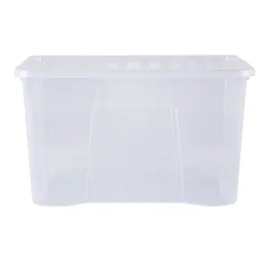 Wham Crystal 102L Large Plastic Storage Boxes With Lids - Pack of 4. Clear, Strong Made in UK Clear