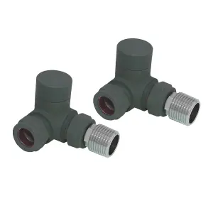 Right Radiators Anthracite Towel Rail Corner Lockshield Radiator Valve One Pair 15mm x 1/2"