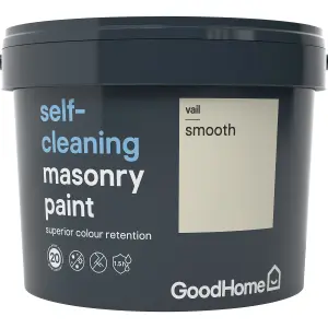 GoodHome Self-cleaning Vail Smooth Matt Masonry paint, 10L Tub