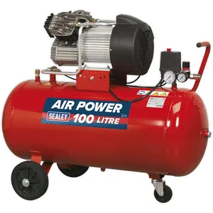 100L Heavy Duty Direct Drive Air Compressor with V-Twin Pump and 3hp Motor