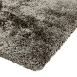 Grey Handmade , Luxurious , Modern , Plain , Shaggy , Sparkle Easy to Clean Rug for Living Room, Bedroom - 70cm X 140cm