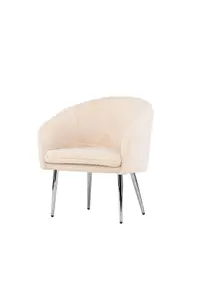 Comfy Wanda Armchair, Beige Seat with Silver Steel Legs