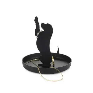 Black Puppy Dog Labrador Sitting Pose Ring Trinket Tray Bowl