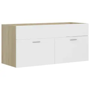 Berkfield 2 Piece Bathroom Furniture Set White and Sonoma Oak Engineered Wood