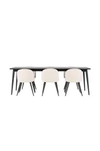 Ellis Rectangular Dining Table with 6 Velvet Dining Chairs Set