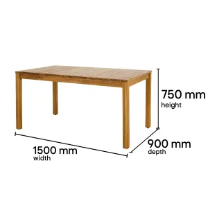 GoodHome Denia Natural Wooden 6 seater Rectangular Table