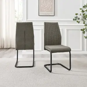 Furniturebox UK Lorenzo 2x Grey Fabric Black Leg Dining Chair