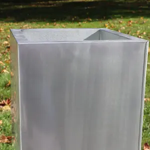 75cm Zinc Galvanised Brushed Silver Tall Square Planter