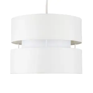 ValueLights Sophia Modern 2 Tier Cream Cylinder Ceiling Pendant Light Shade