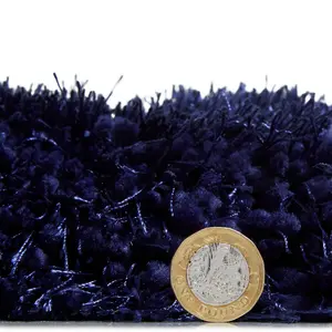 Dark Navy Plain Shaggy Handmade Modern Easy to clean Rug for Bed Room Living Room and Dining Room-200cm X 290cm