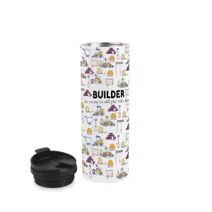 Builder Travel Mug - Novelty Trades Gift Stainless Steel Vacuum-Sealed Double-Walled Hot/Cold Drinks Travel Flask