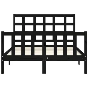 Berkfield Bed Frame with Headboard Black 120x200 cm Solid Wood