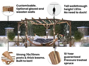 Dunster House Wooden Corner Pergola Kit 3m x 3m Utopia Diamond