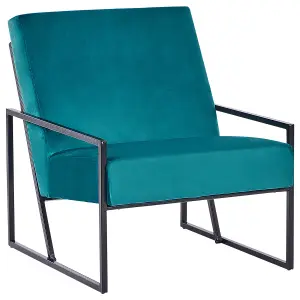 Beliani Modern Armchair DELARY Velvet Teal