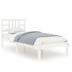 Berkfield Bed Frame White Solid Wood 90x200 cm