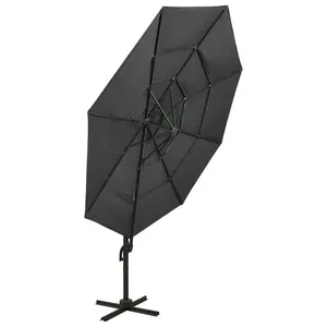 Berkfield 4-Tier Parasol with Aluminium Pole Anthracite 3x3 m