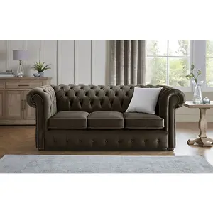 Chesterfield 3 Seater Fabric Malta Mushroom 07 Sofa