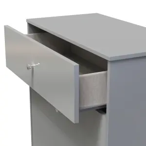 Taunton 3 Drawer Deep Chest in Uniform Grey Gloss & Dusk Grey (Ready Assembled)