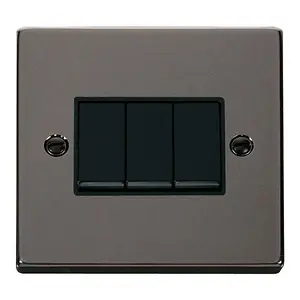 Black Nickel 10A 3 Gang 2 Way Light Switch - Black Trim - SE Home