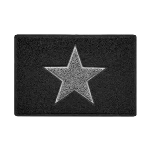 Nicoman Black & Grey Embossed Star Doormat - 60x40cm