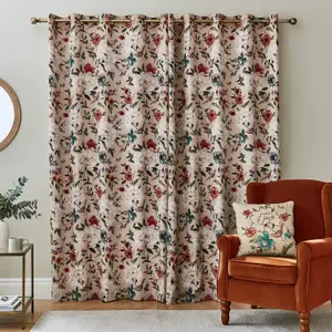 Catherine Lansfield Living Pippa 117x183cm Thermal Lined Eyelet Curtains Two Panels Natural