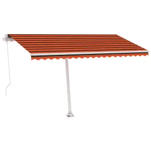 Berkfield Manual Retractable Awning with LED 400x300 cm Orange and Brown