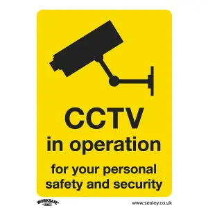 Sealey Warning Safety Sign - CCTV - Rigid Plastic 75 x 100mm Yellow/Black SS40P1