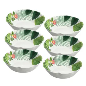 Purely Home Tropical Floral Melamine Low Bowls - Set of  6