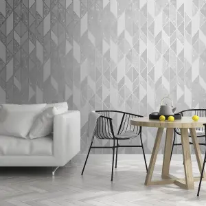 Superfresco Milan Silver effect Geometric Smooth Wallpaper