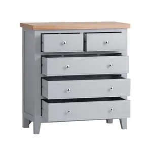 Home Source Easton Grey & Oak 5 Drawer Chest of Drawers