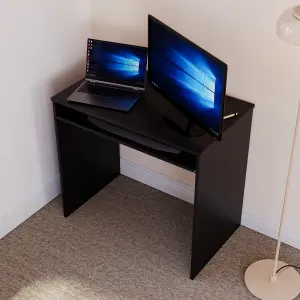 Vida Designs Huby Black Computer Desk Workstation with Keyboard Tray