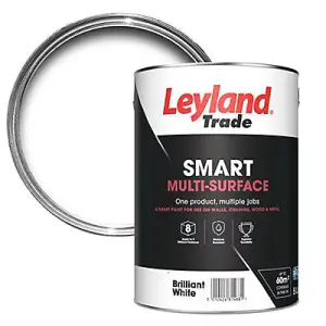 Leyland Trade Smart Brilliant White Mid sheen Multi-room Multi-surface paint, 5L