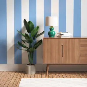 Lick Blue & White Painted Stripe 02 Textured Wallpaper Sample