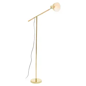 Interiors by Premier Shiny Brass Adjustable Floor Lamp, Convenient Office Lamp, Space-Saver Lamp, Rotating Bedroom Lamp