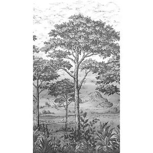 GoodHome Turcoaz Black & white Woodland Matt Mural