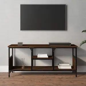 Berkfield TV Cabinet Brown Oak 100x35x45 cm Engineered Wood&Iron